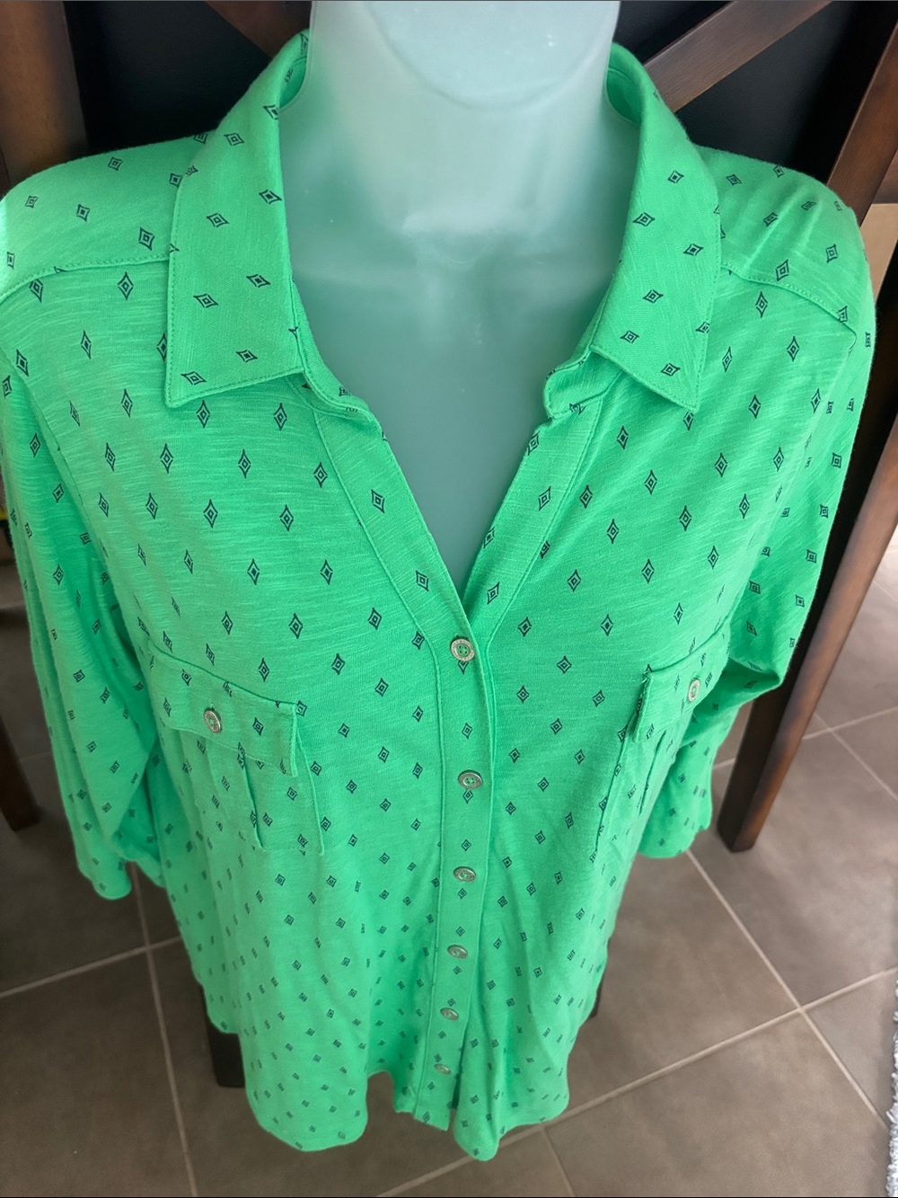 Liz Claiborne green button-up utility shirt